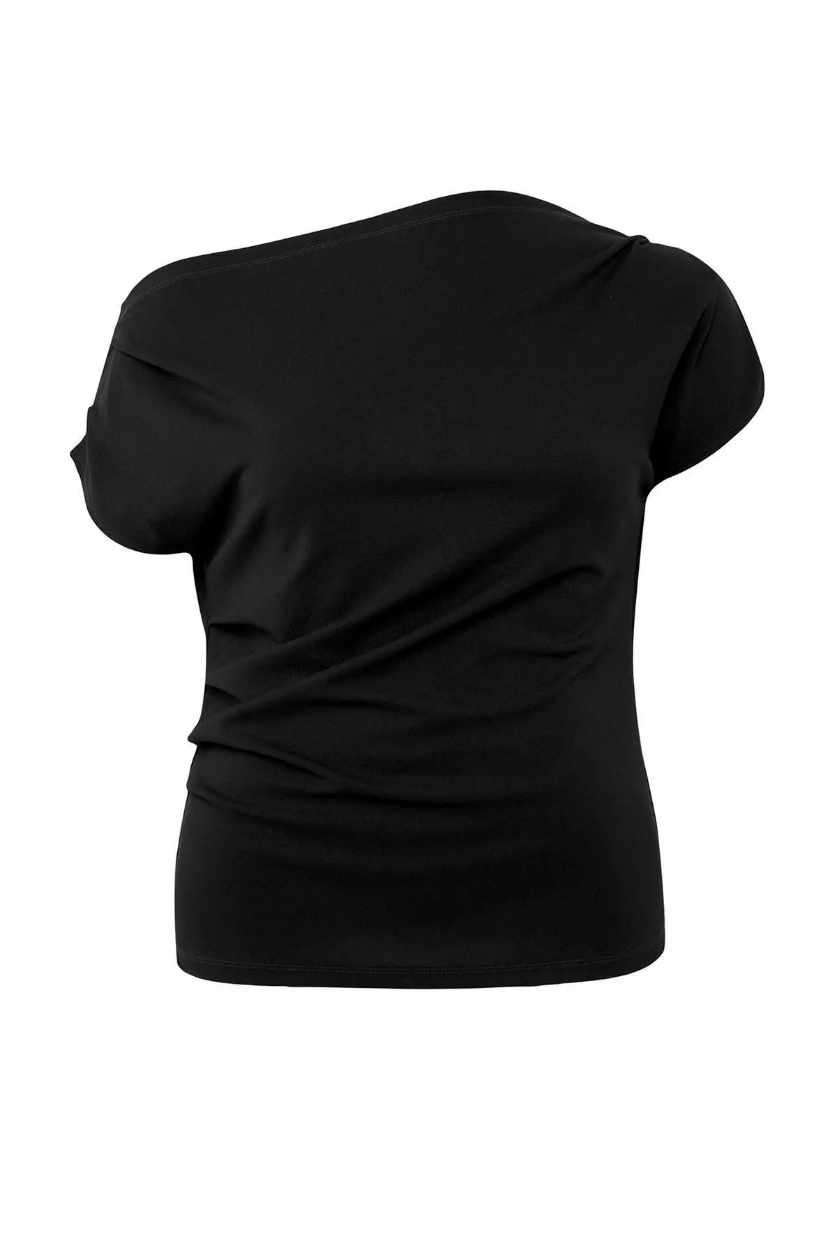 Black Crepe Knit Plus Size Blouse Tbbss25Af00119