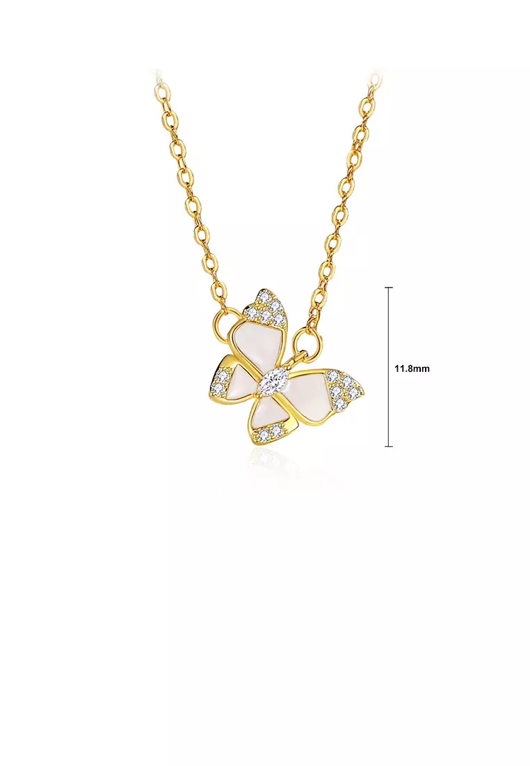 Gold diamond butterfly necklace outlet