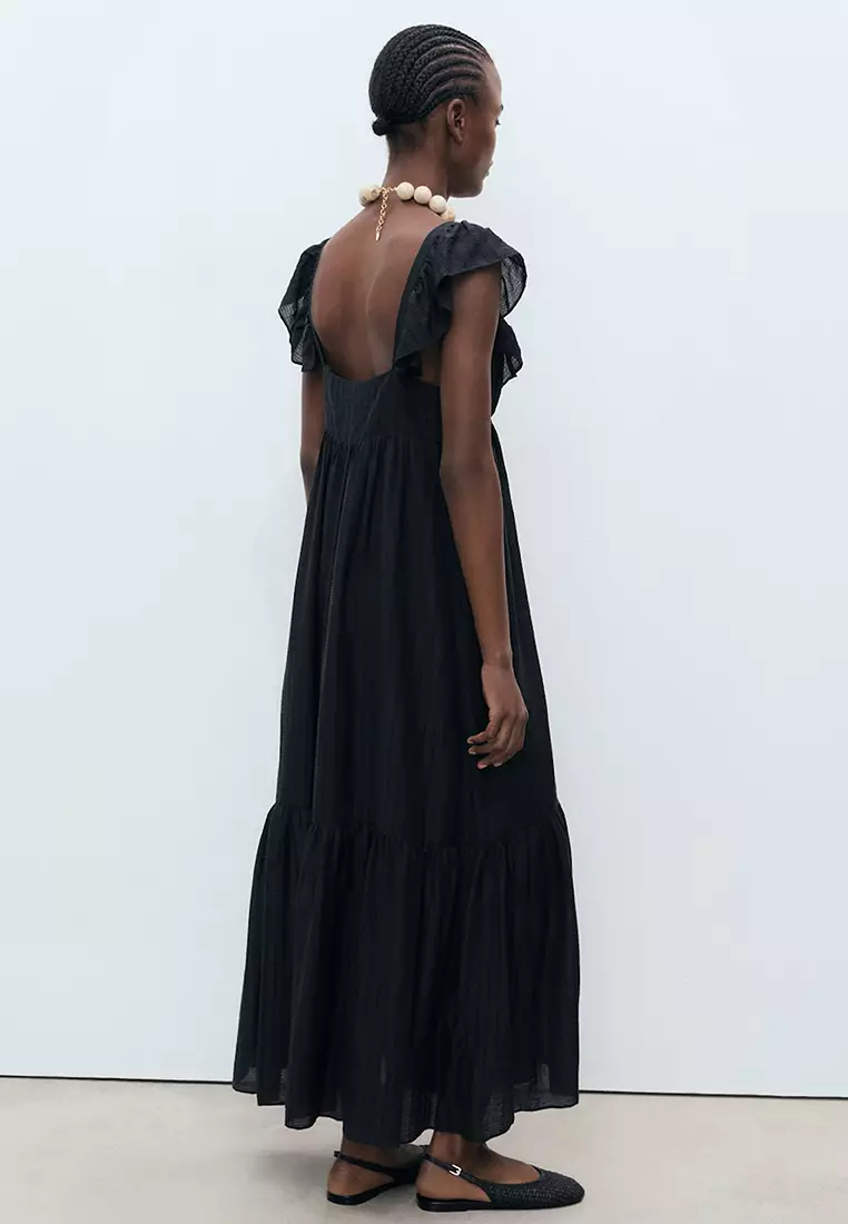 Long Dress With Ruffle Neckline