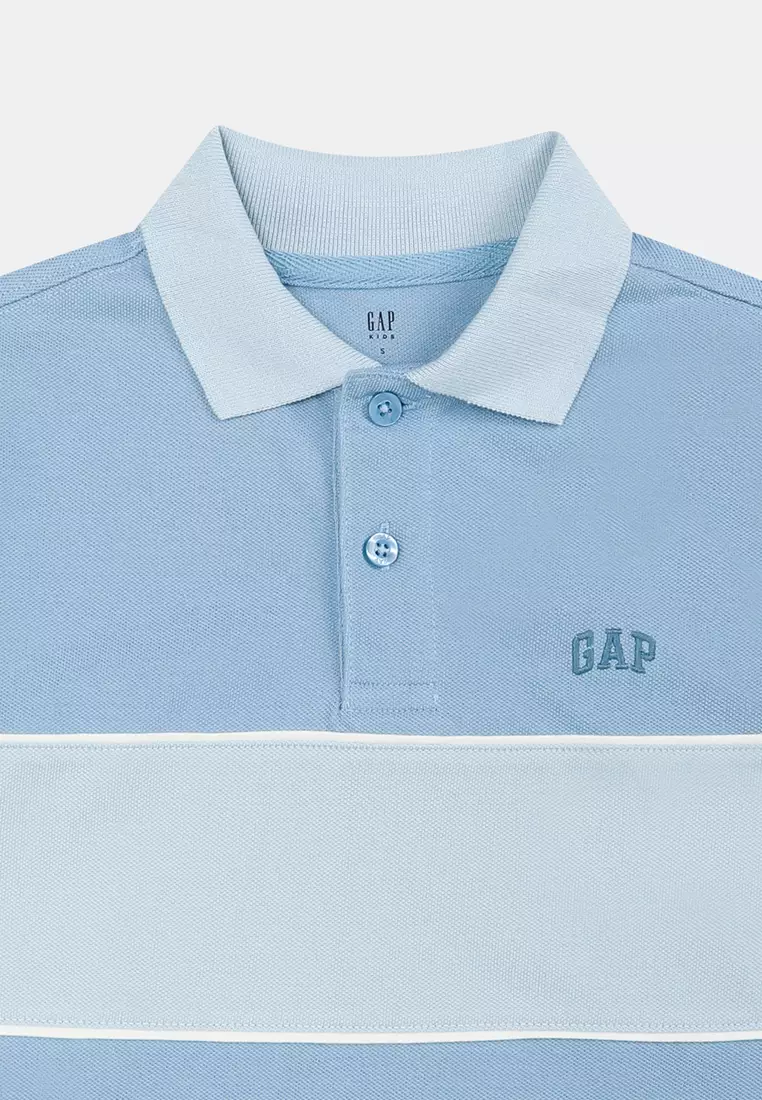 Short Sleeves Logo Color Block Polo Shirt