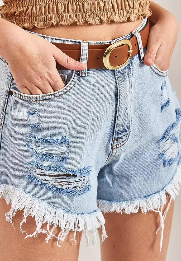 Ripped Denim Shorts