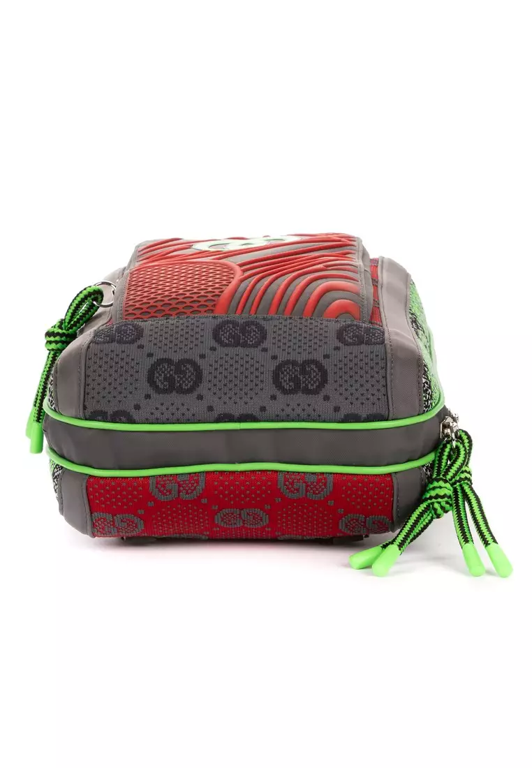 Gucci Two Way Jersey GG Backpack Green Red Gray Nylon Gucci 763430 Two-way Jersey GG Cloth backpack | eBay main image 3