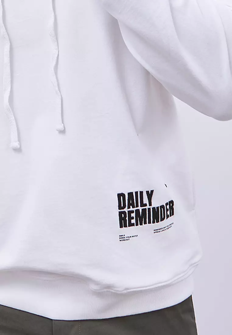 MANZONE - Hoodie Lengan Panjang Pria Mailson - White Warna White