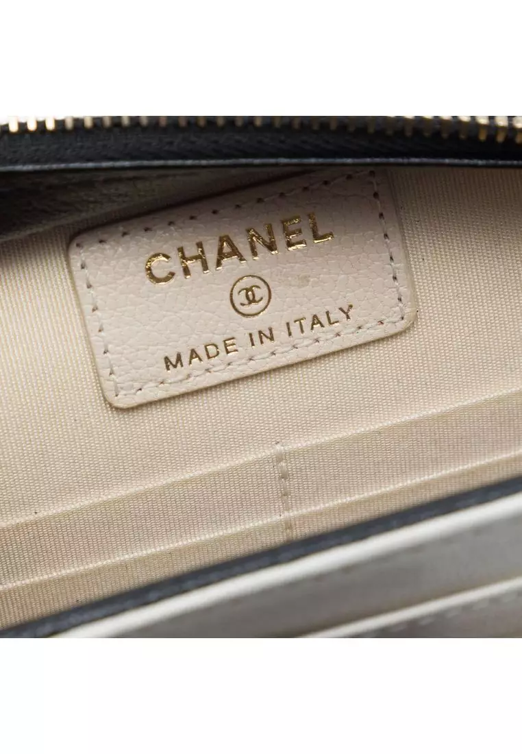 Pre-Loved Chanel Cc Tricolor Quilted Goatskin Multi Pocket Wallet On Chain