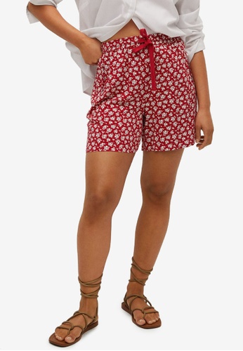 Violeta by MANGO red Plus Size Printed Flowy Shorts 08547AAC693570GS_1