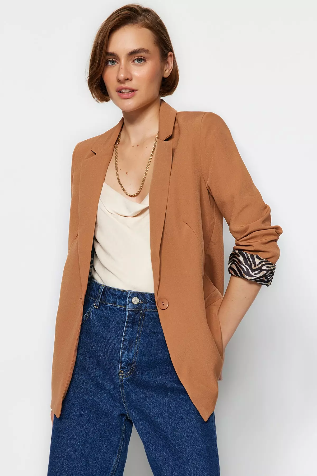 Printed Lining Blazer Jacket