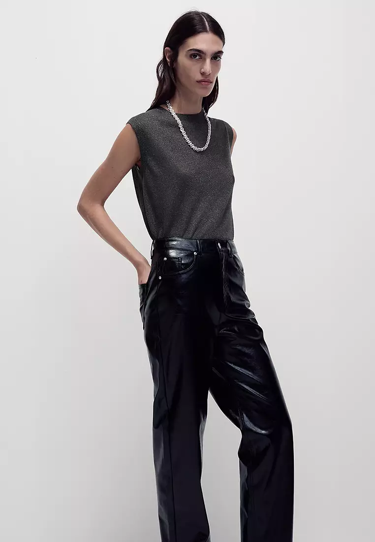 Ribbed Regular Fit Metallic Vest