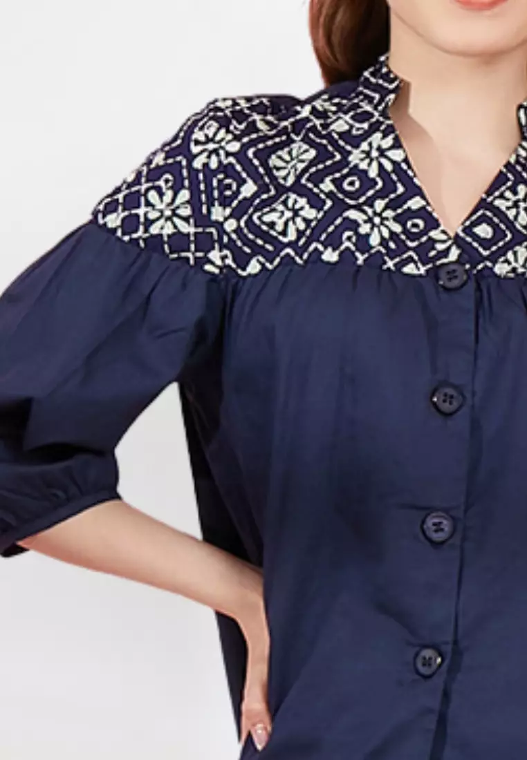 Blouse Batik Asteria Navy