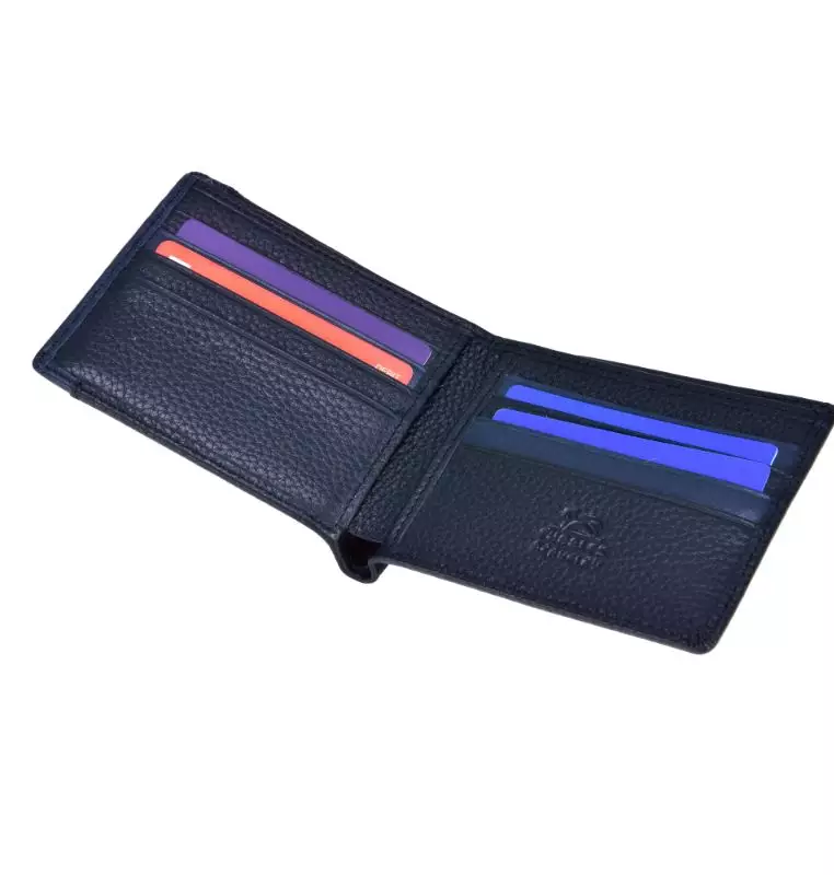 Tumbled Leather Wallet & Matte Black Buckle Belt Combo Gift Set