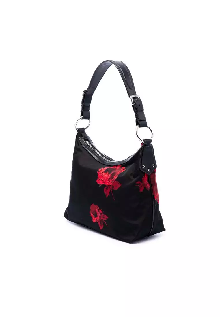 Pre-Loved Prada Tessuto Stampato Rose Shoulder Bag