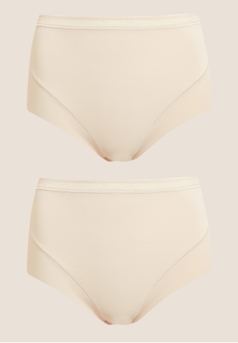 MARKS & SPENCER beige M&S 2pk Light Control No VPL Shaping Knickers 10F0AUSAA9C69DGS_1