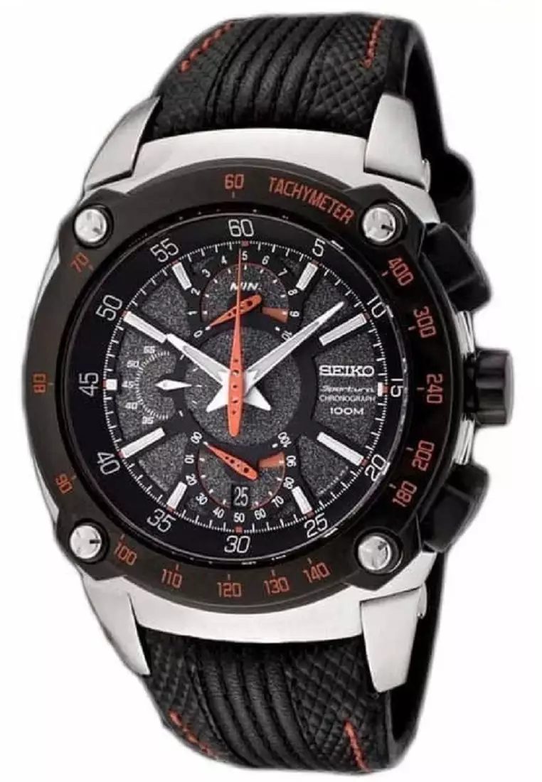 Jual Seiko Seiko Chronograph Sportura SPC039P2 Black Leather