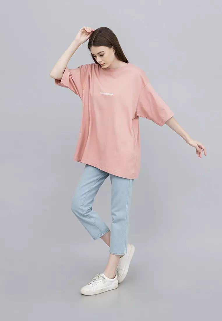 Houseofcuff Kaos Oversized T-shirt Wanita Unisex Tebal Dusty Pink Peta