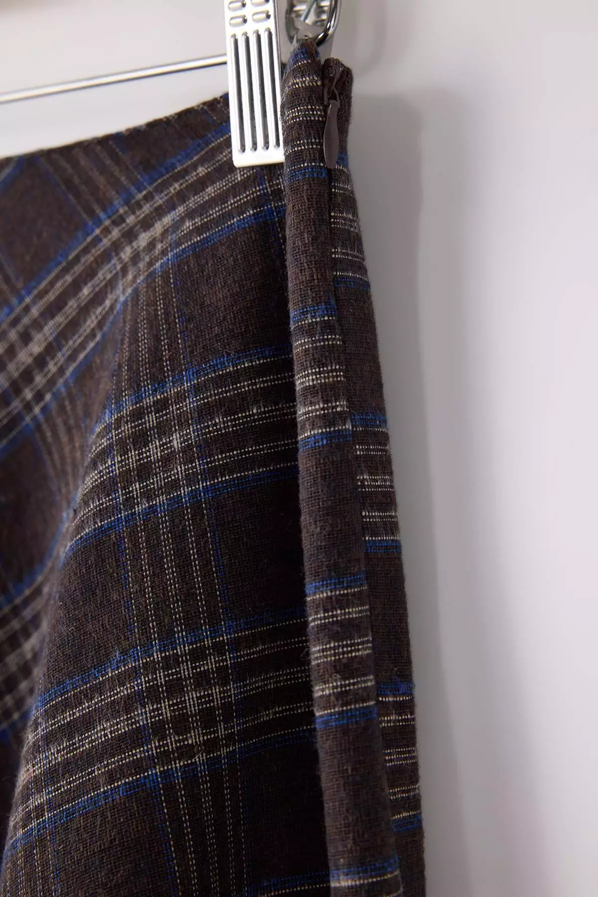 Brown Plaid/Checkered Flannel Woven Flared Midi Skirt Twoaw26Et172