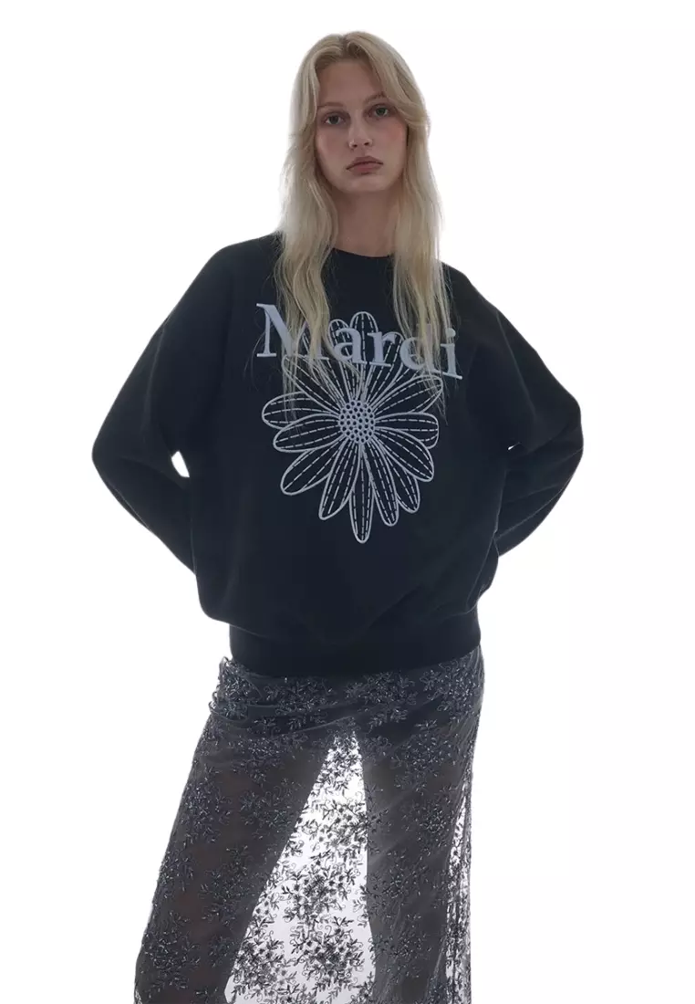 Sweatshirt Flowermardi Needlework - Black Sky