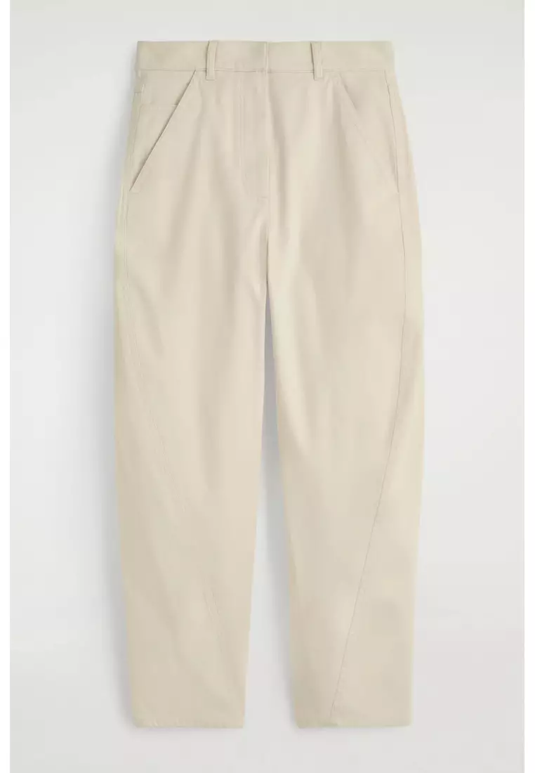 BARREL-LEG COTTON TROUSERS