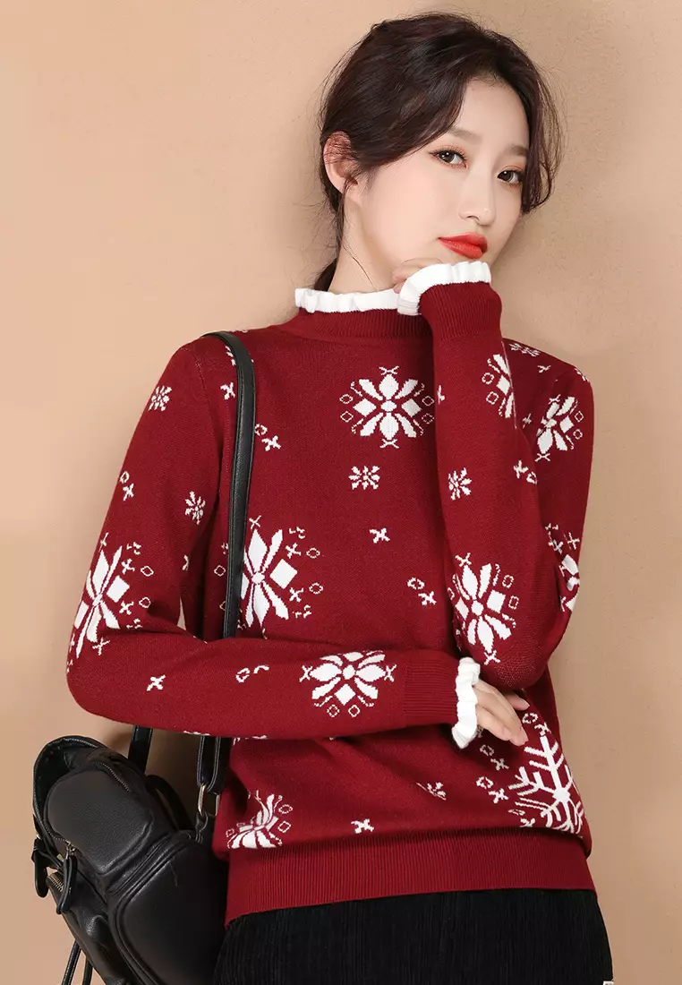 Buy A IN GIRLS Fake Two Piece Lace Collar Sweater 2024 Online