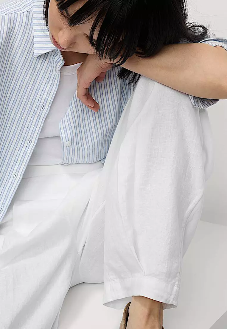 Pure Linen Carrot Leg Trousers