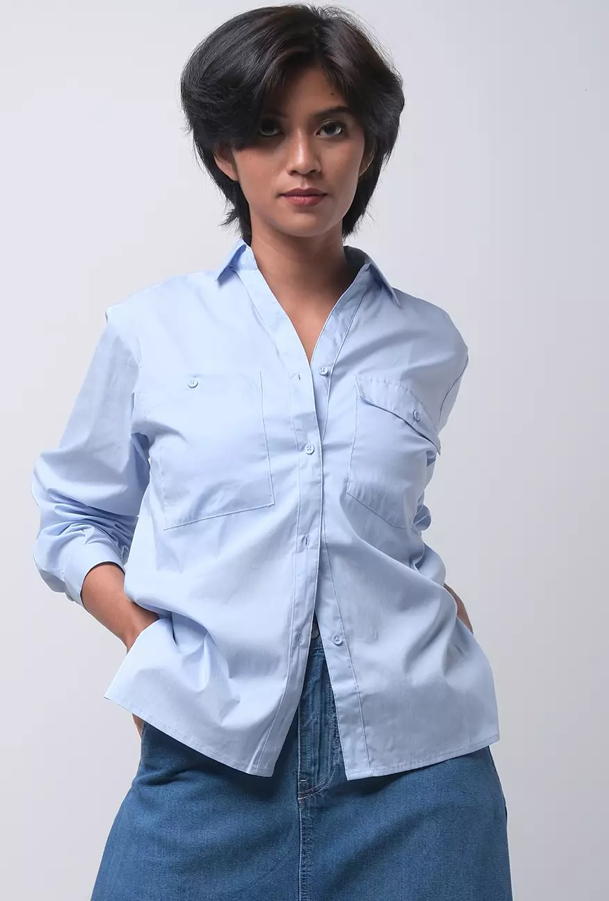 Kemeja Wanita Myla Baby Blue