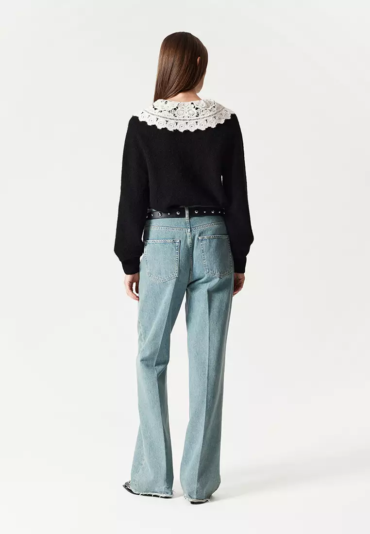 Crochet Collar Knit Jumper