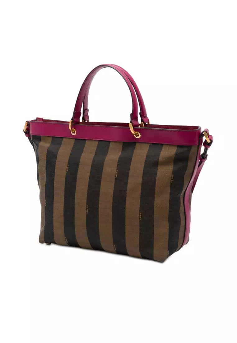 Pre-Loved Fendi Large Pequin Canvas Satchel