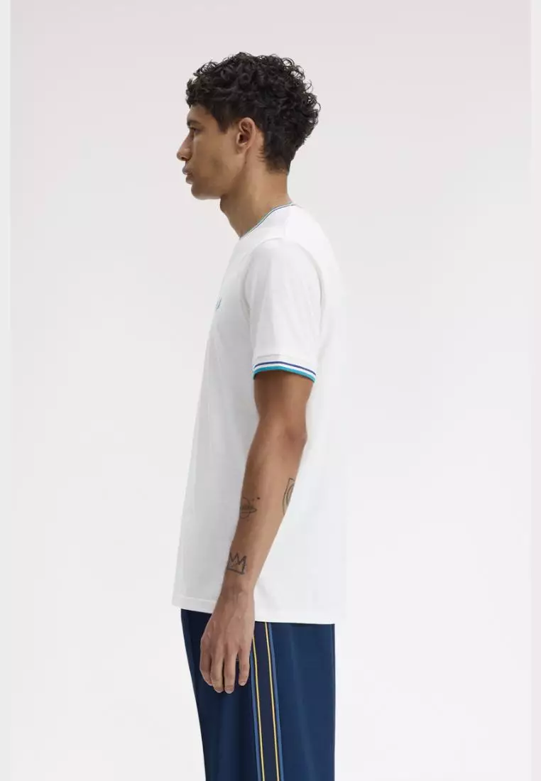 Fred Perry M1588 Twin Tipped T-Shirt (Snow White / Deep Mint / Soho Eclipse)