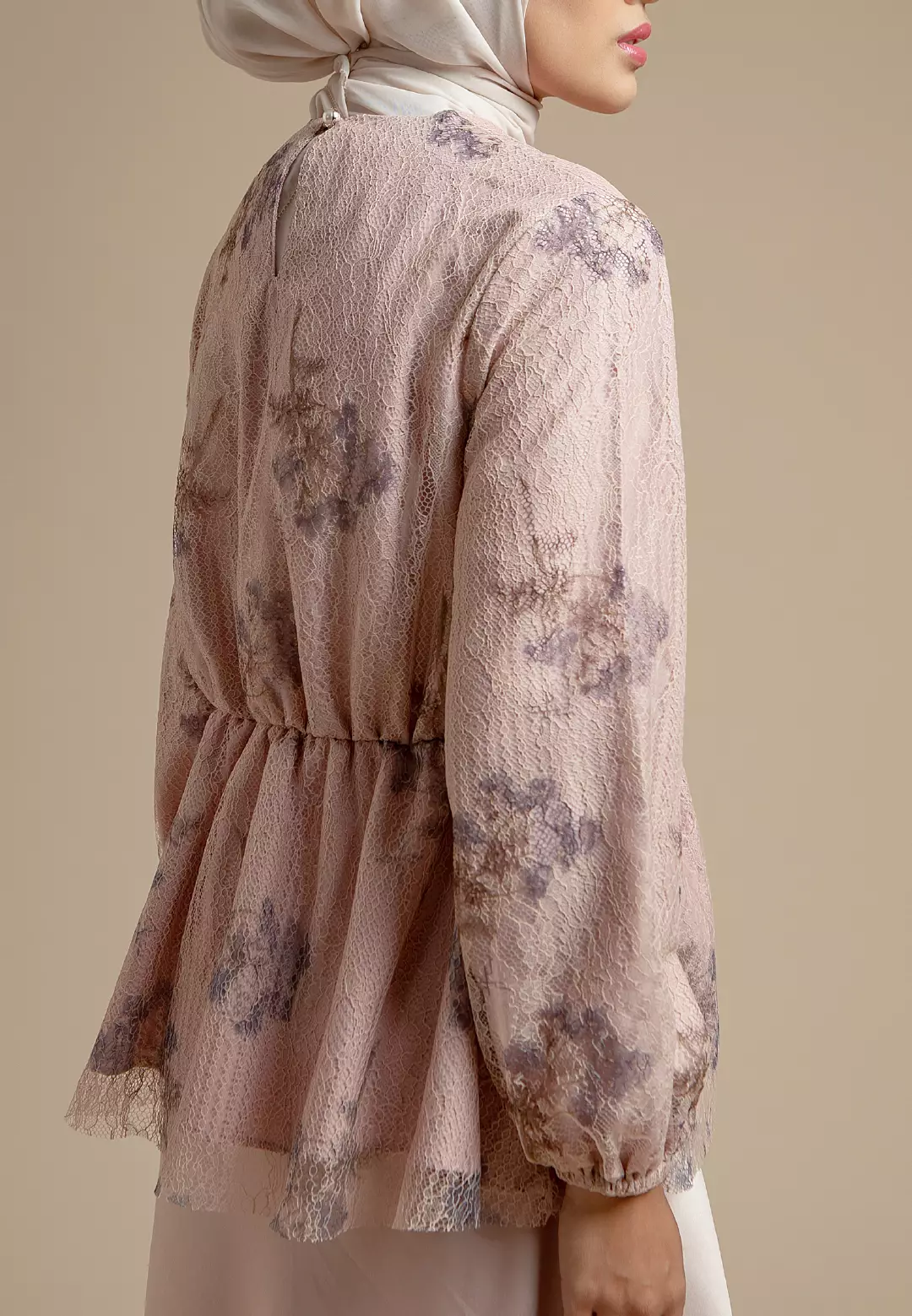 HijabChic Claire Pink Top - Atasan Lace Bunga Cantik