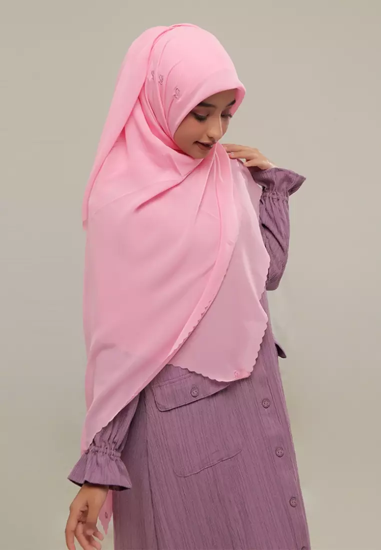 Rabbani - Kerudung Segiempat Zahira NK Aurion XL - Baby Pink