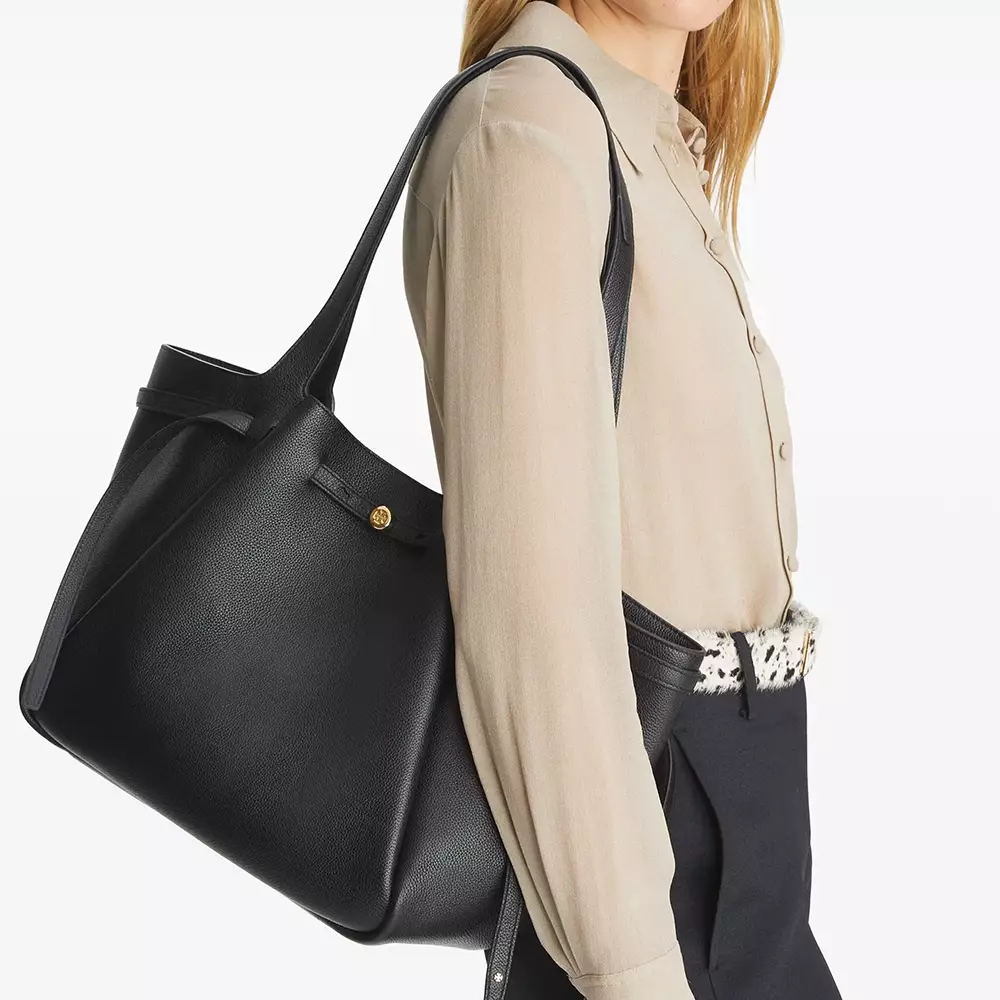 Romy Soft Pebbled Leather Tote Bag Black