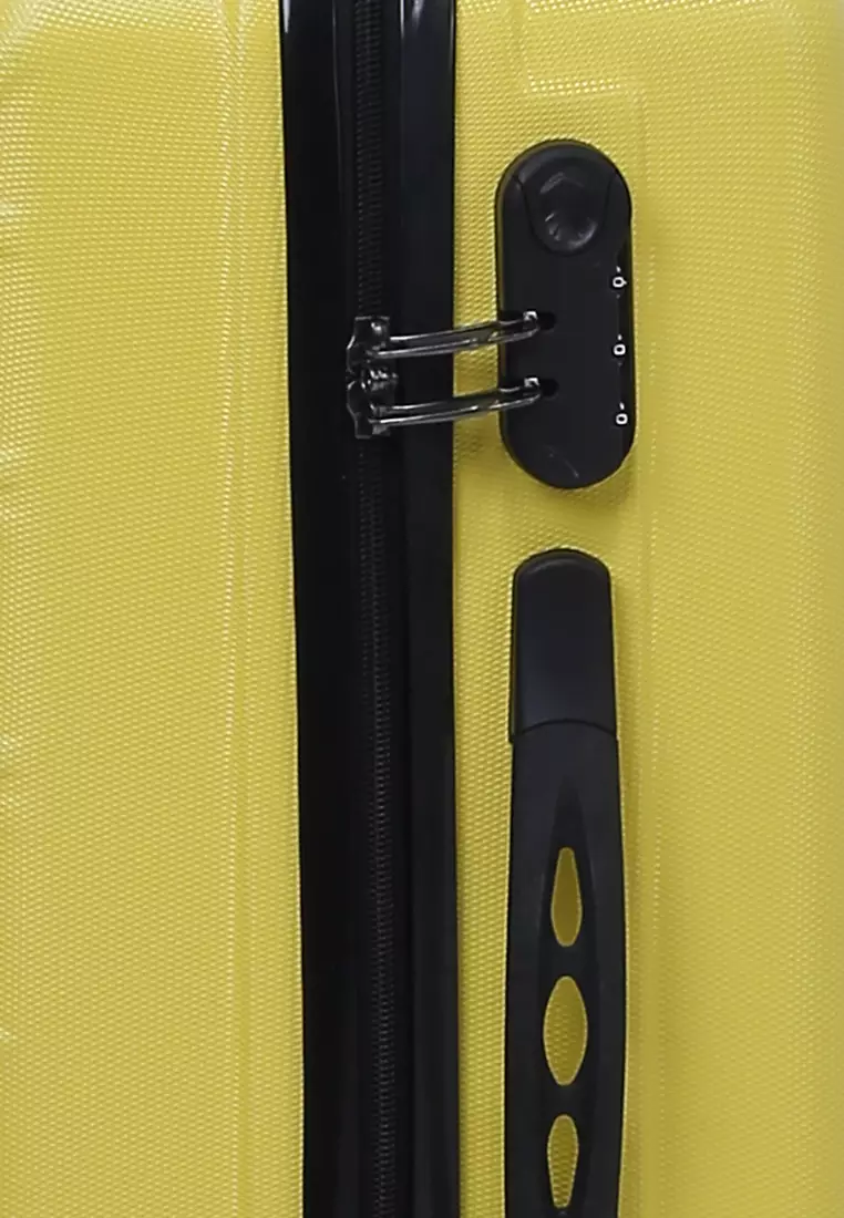 Carlton Koper Hardcase Desain Hexagon Size 20 Inch Suitcase Unisex with Rear Compartment Rubber Slot Material ABS+PVC Coated ORIGINAL - Yellow