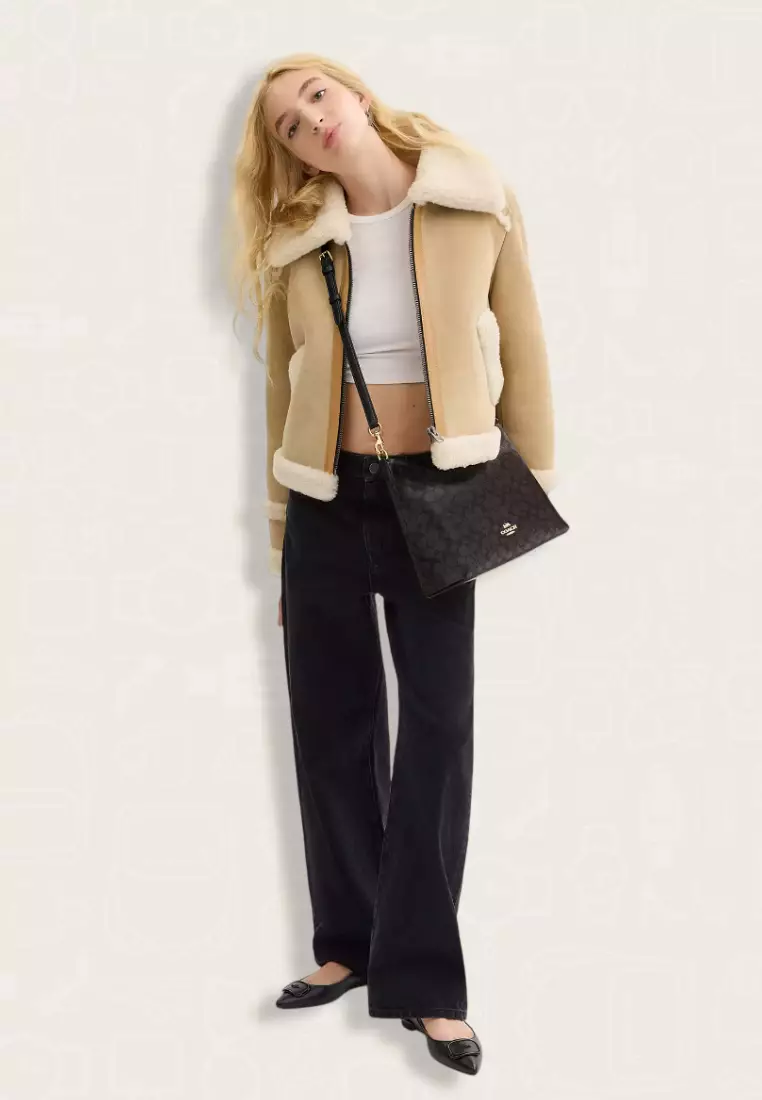 Coach Laurel Shoulder Bag In Signature Canvas Walnut Black