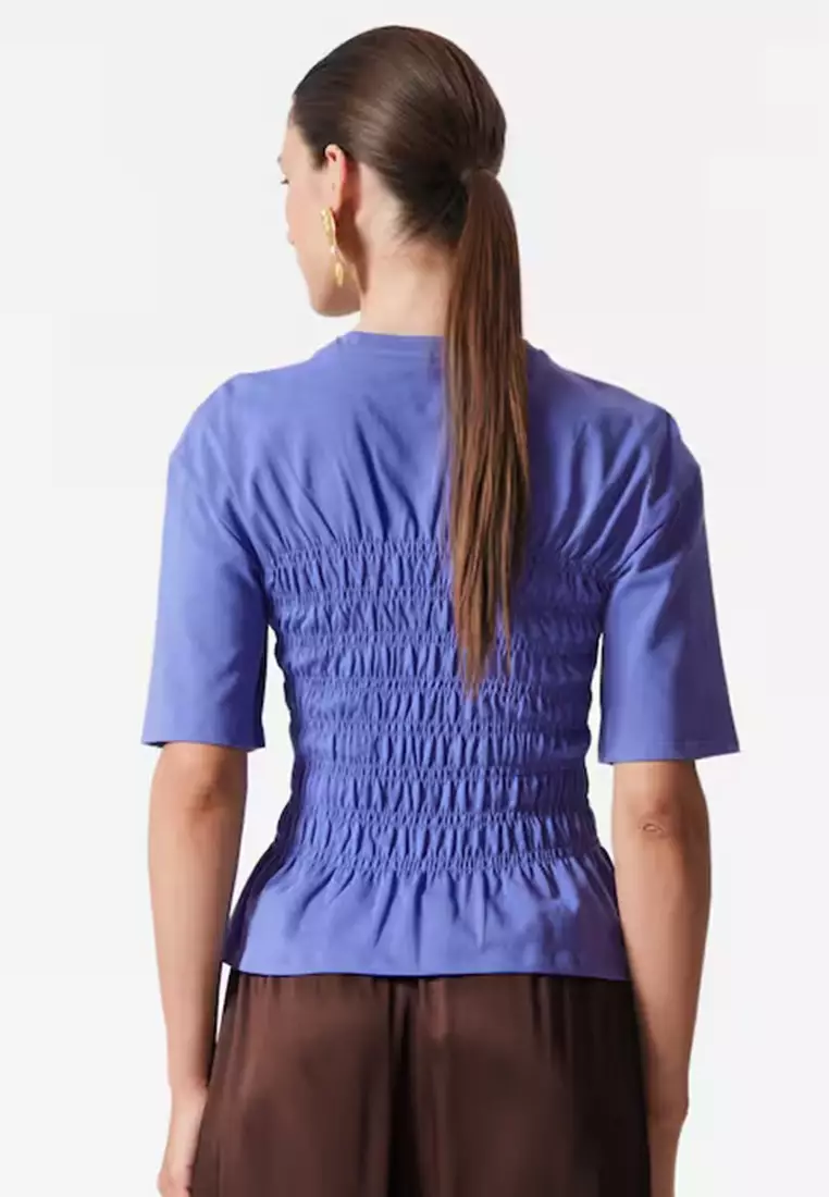 Smocked Crewneck Top