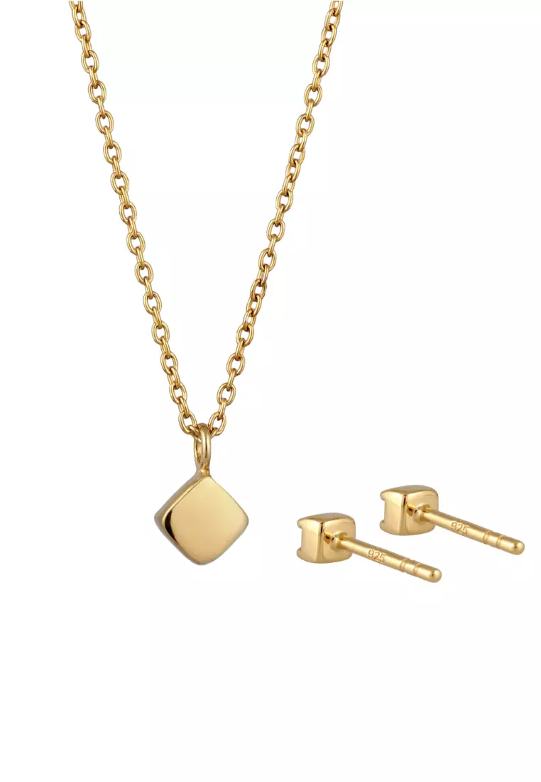 Jewelry Set Minimalis Gold Plated Embellished With Crystals By Swarovski®