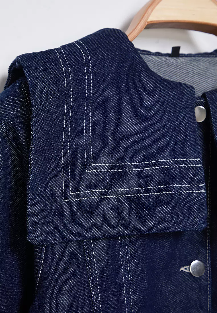Sailor Collar Detailed Denim Jacket