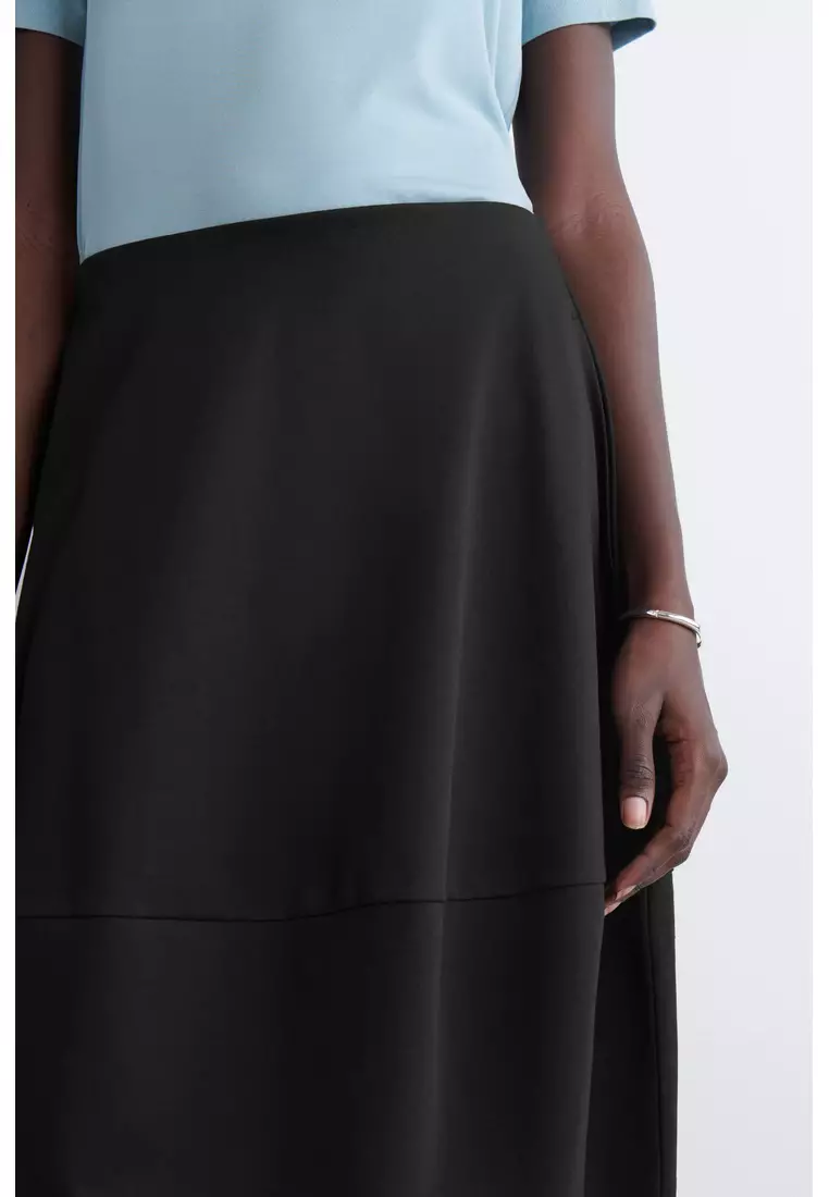 ROUNDED COTTON MIDI SKIRT
