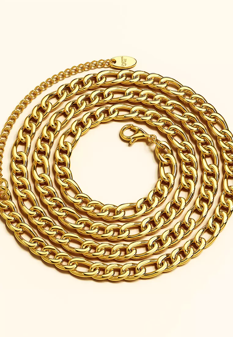 Figaro Chain Link Gold Plated Necklace