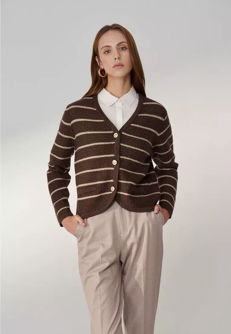 Brown Stripe Knit Jacket
