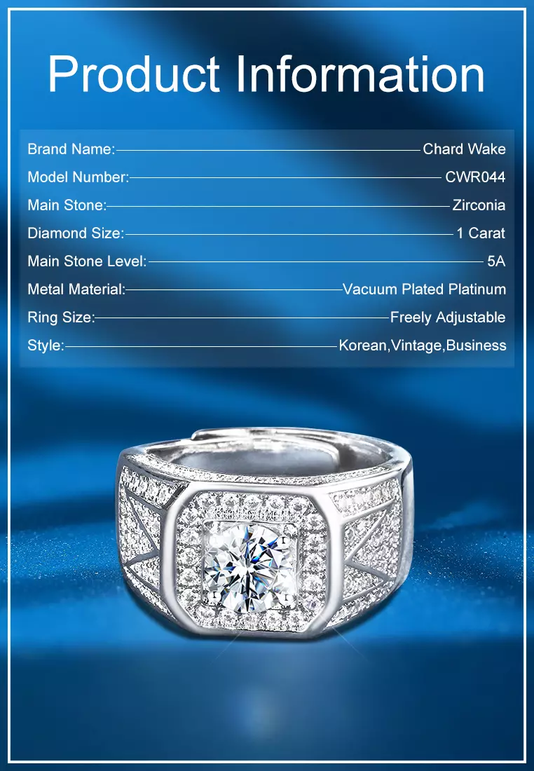 Cincin Pria Original Perhiasan Cincin Fashion Pria Tunangan Sertifikat GRA Cincin Cowok silver color