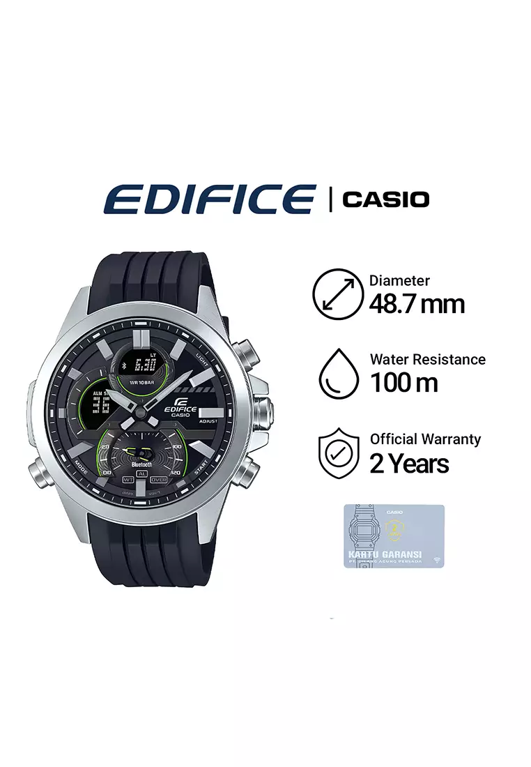 Casio Edifice ECB-30P-1A Jam Tangan Analog Digital Pria Smartphone Link - Black Resin Band