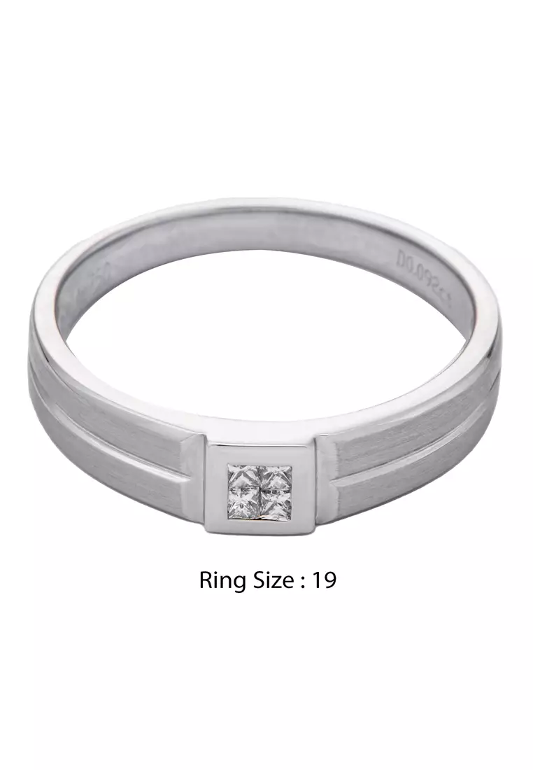 LITZ 18K 白金鑽石戒指 YF-YR7716