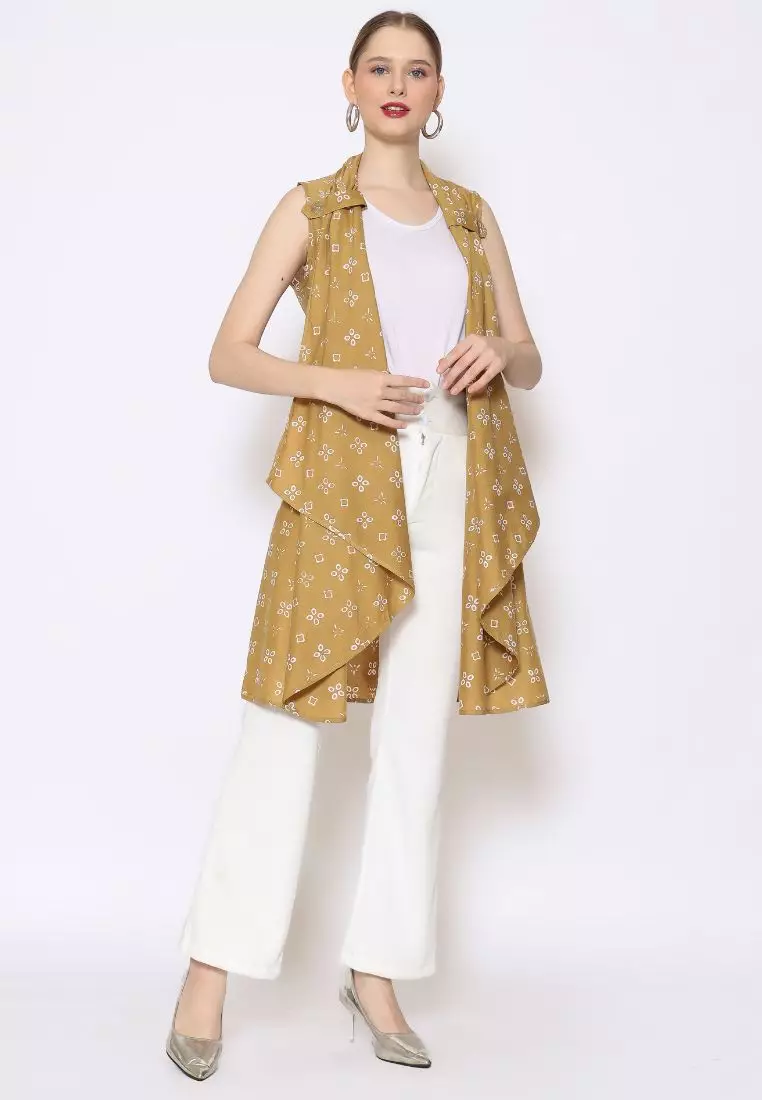 Rinjanie Batik - Batik Tuntrum Katun Series - Outer Coin Turmeric - Outer Batik Modern - Outer Batik - Outer Batik Kerja Kantor - Batik Cap - OUTC - YL