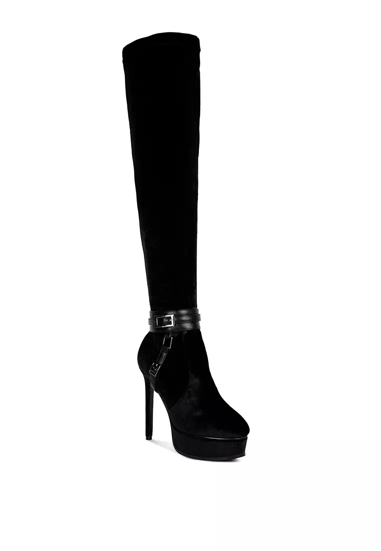 Long velvet deals boots