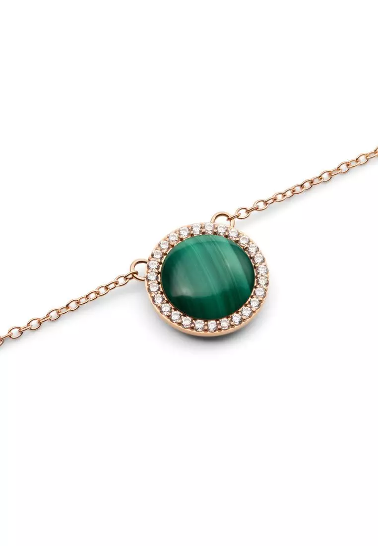 Audrey Necklace Malachite Rose Gold - Unisex Necklace for women and men stainless steel Necklace DW Official Authentic Original kalung perempuan lelaki DW