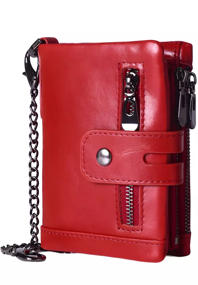 Buy Lara Rfid Cowhide Multifunctional Double Zipper Anti-Theft - Main Image