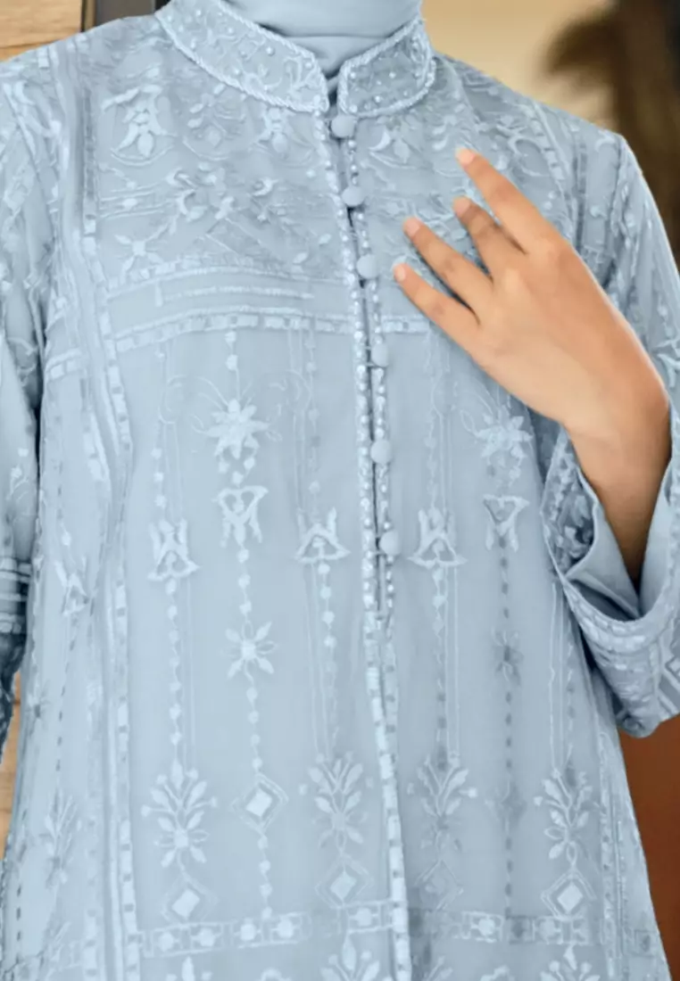 Mosleem Blue Brukat Elegan Detail Payet By Briiliant Girl Warna Biru