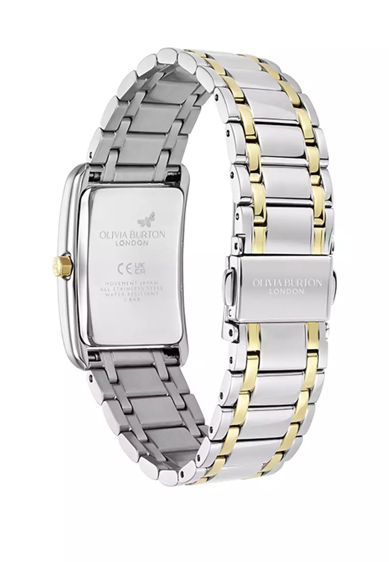 Olivia Burton Tank Silver White Sunray Inner Frame & Powdered Centre Etched Dial TT SS/GP 30 x 21mm - 24000197