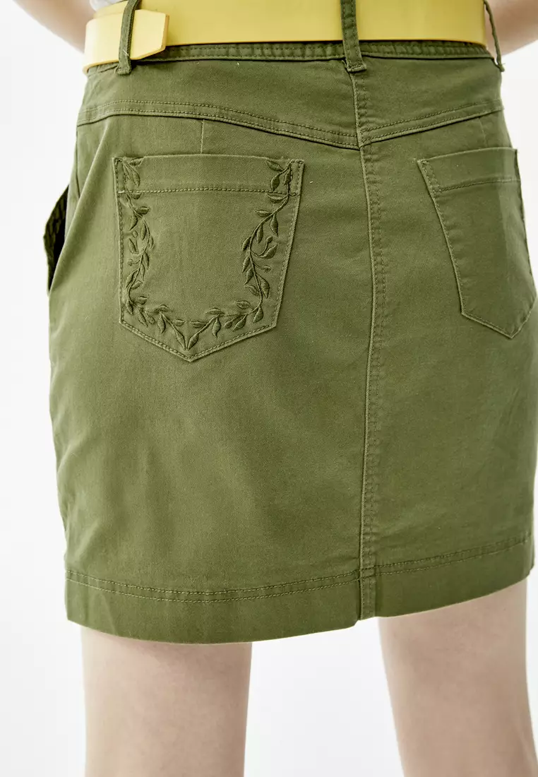Basic Green Denim Skirt