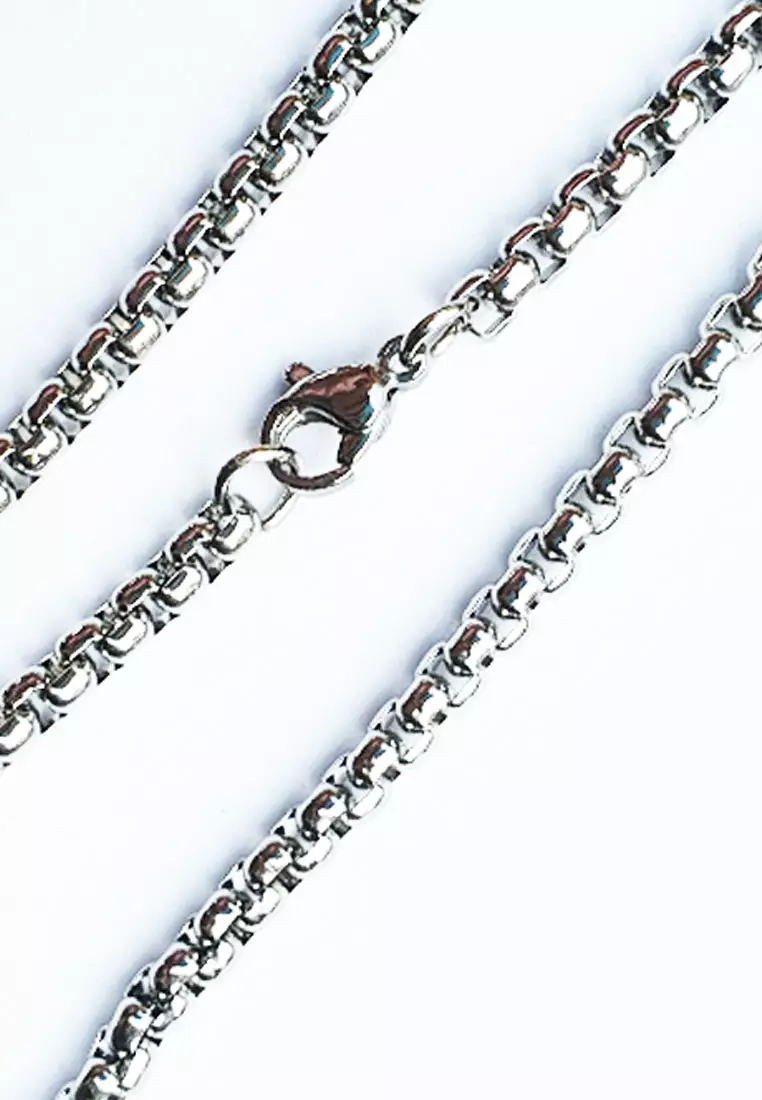 4 D Faced Skull Premium Stainless Steel Necklace Kalung Pria Silver