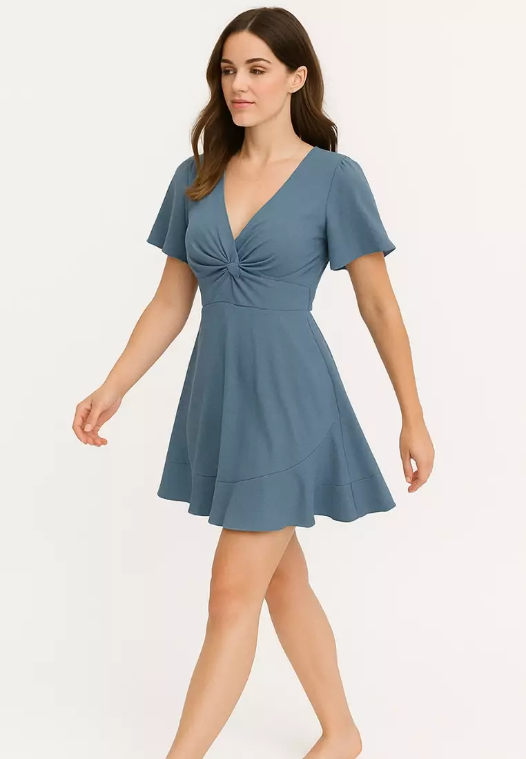 Isla Elegant Twist Knot Swimdress with Shorts | Modest Premium Swimwear for Women