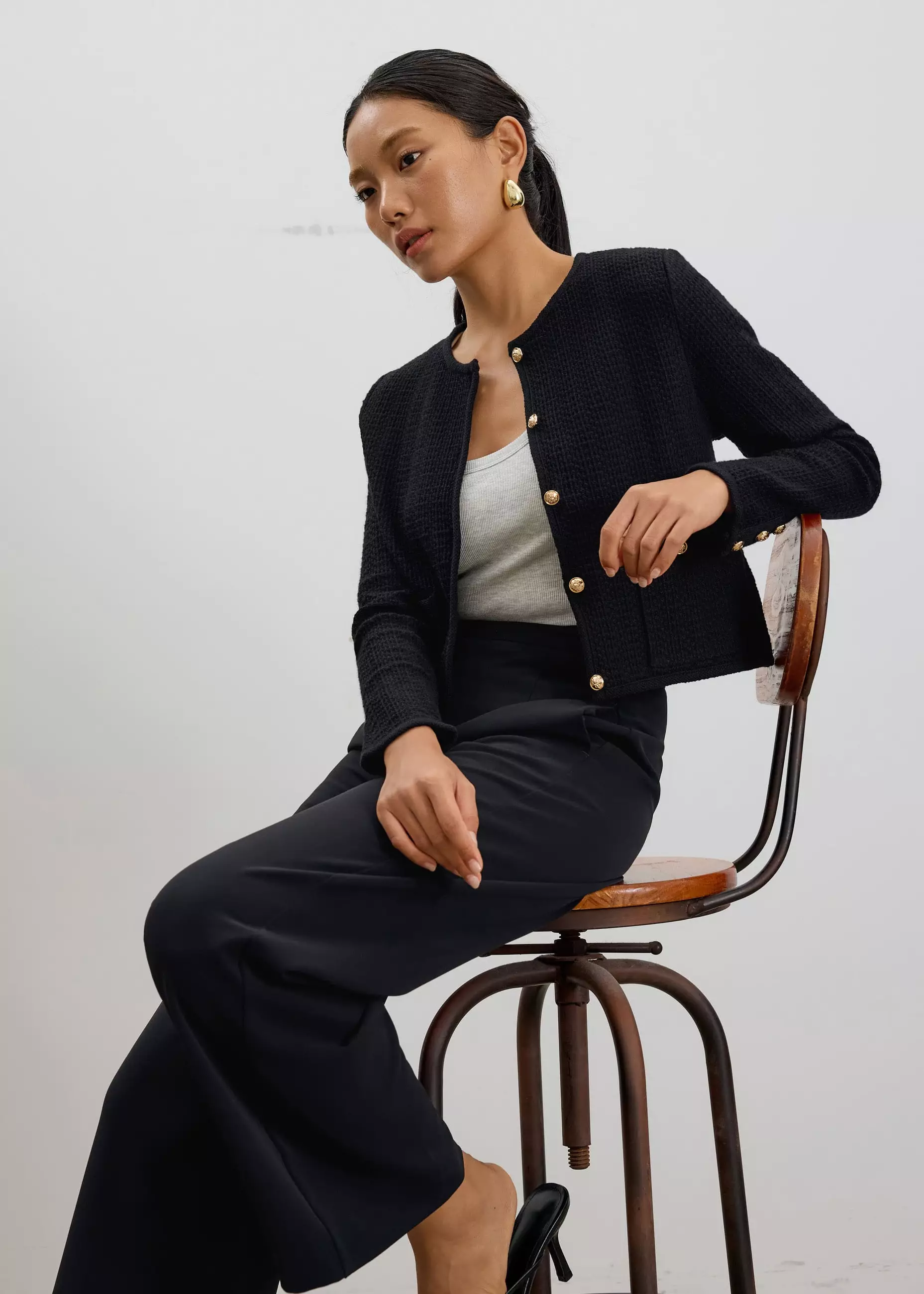 Cardigan Wanita - Yohan Textured Knit Cardigan